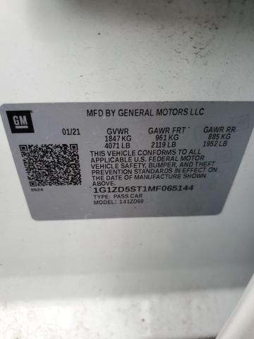 2021 Chevrolet Malibu Lt VIN: 1G1ZD5ST1MF065144 Lot: 51799804