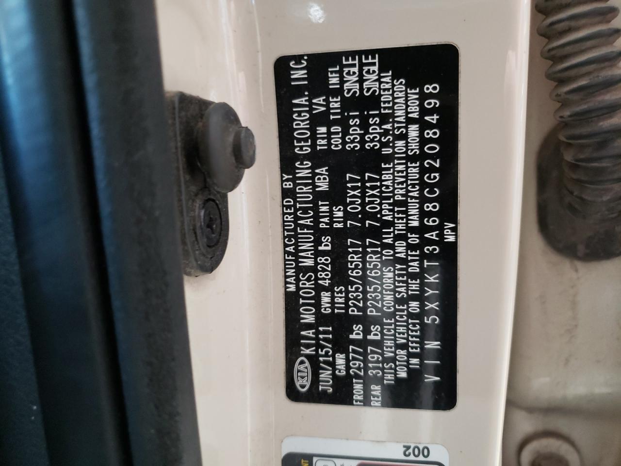 5XYKT3A68CG208498 2012 Kia Sorento Base