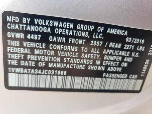 2018 Volkswagen Passat Se VIN: 1VWBA7A34JC031966 Lot: 51059534