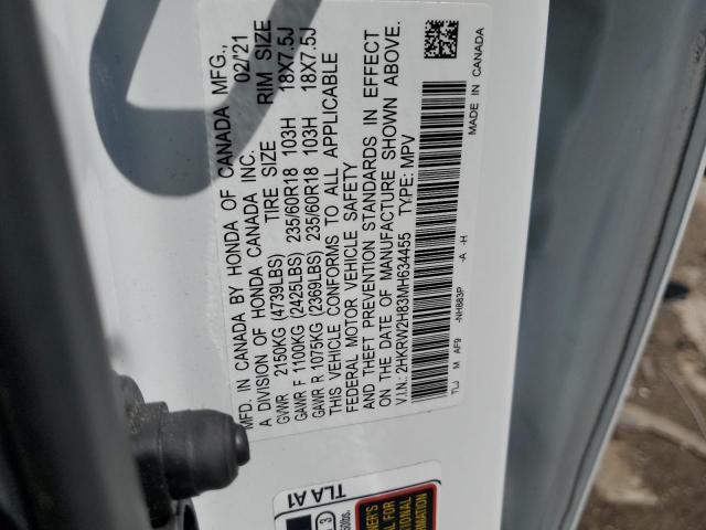 2021 Honda Cr-V Exl VIN: 2HKRW2H83MH634455 Lot: 50942994
