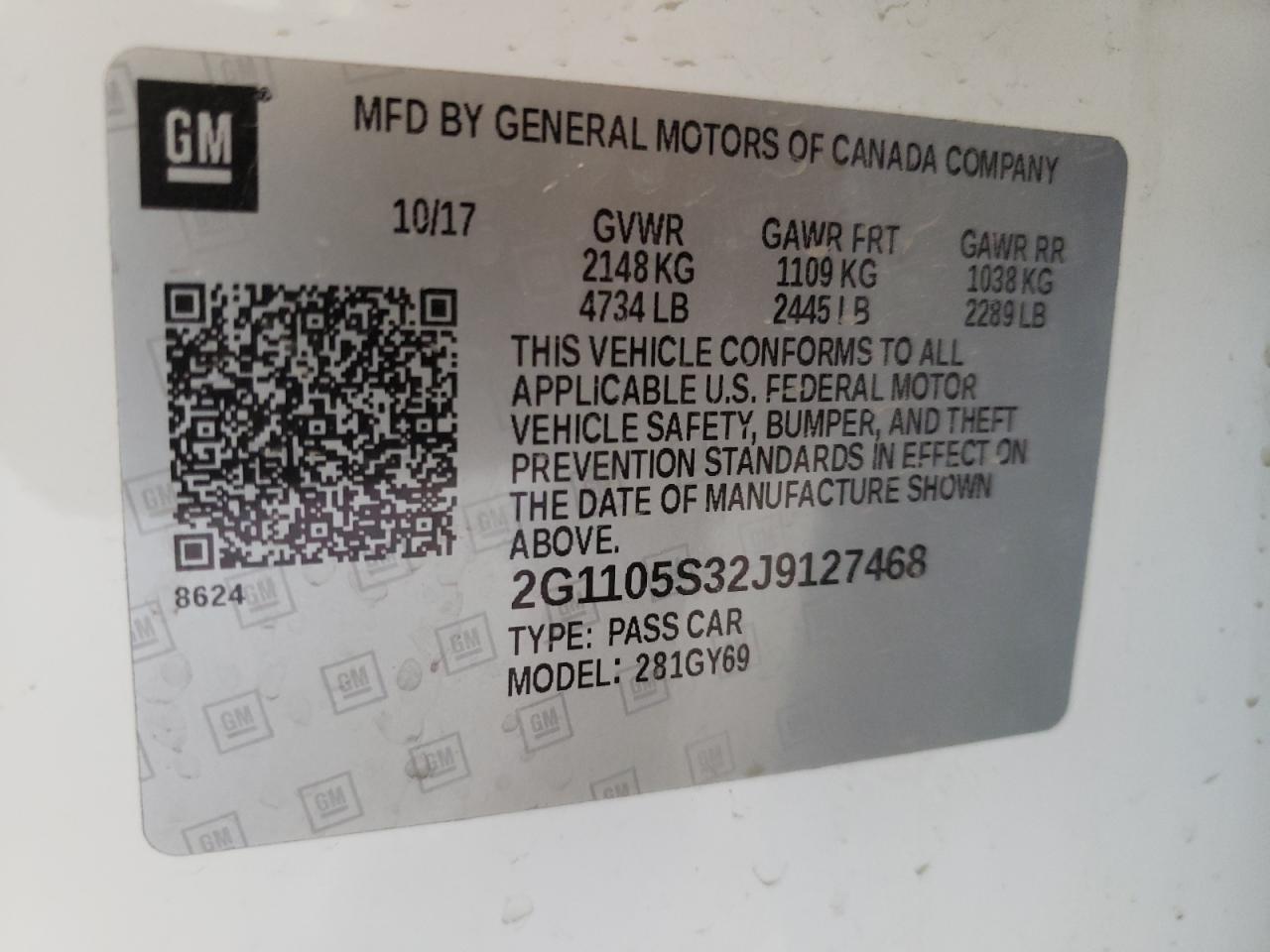 2G1105S32J9127468 2018 Chevrolet Impala Lt