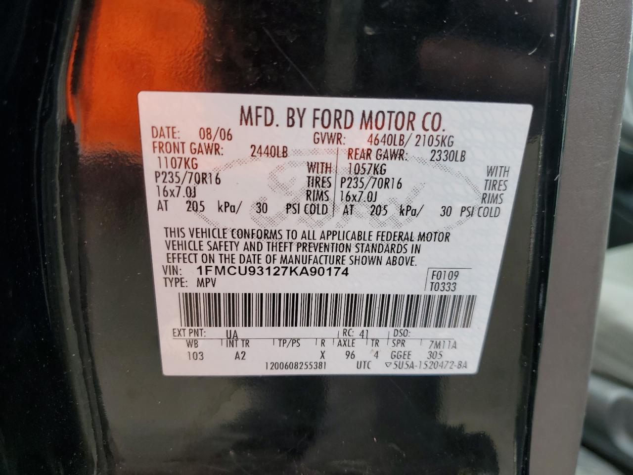 1FMCU93127KA90174 2007 Ford Escape Xlt