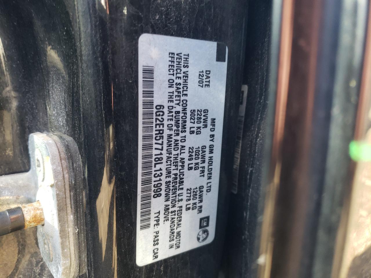 6G2ER57718L131998 2008 Pontiac G8