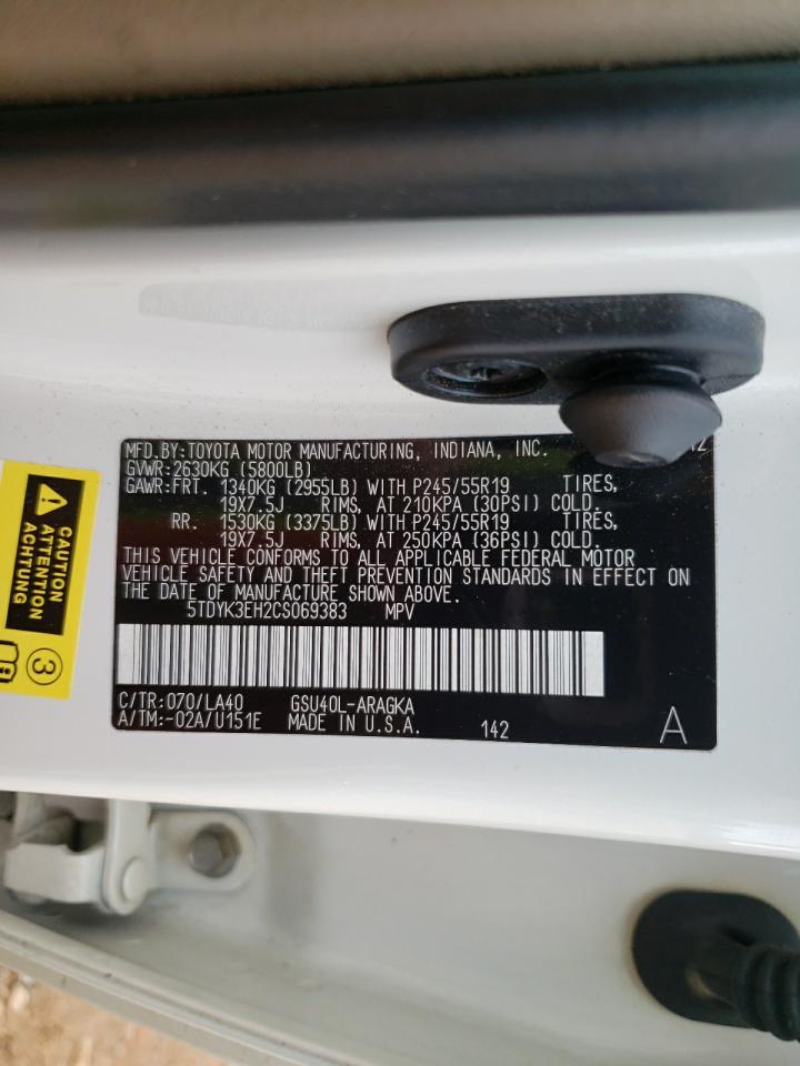 5TDYK3EH2CS069383 2012 Toyota Highlander Limited