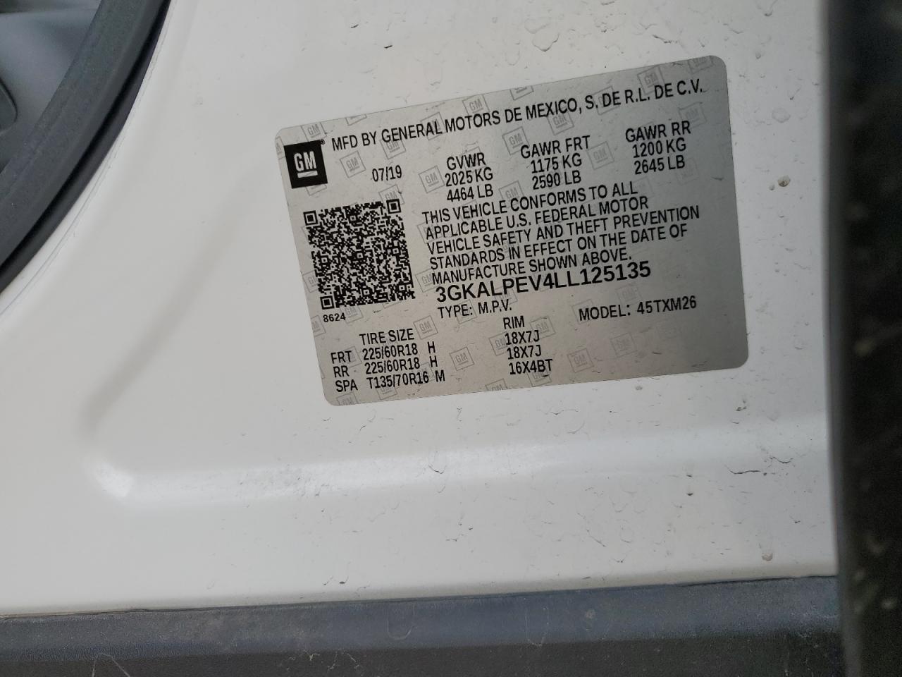 3GKALPEV4LL125135 2020 GMC Terrain Slt