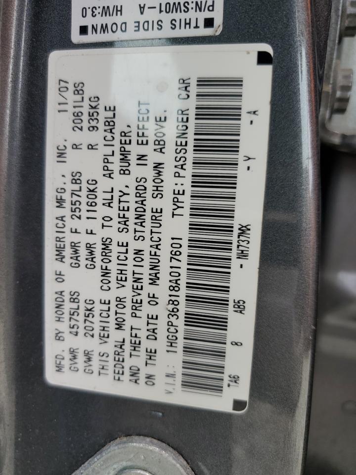 1HGCP36818A017601 2008 Honda Accord Exl