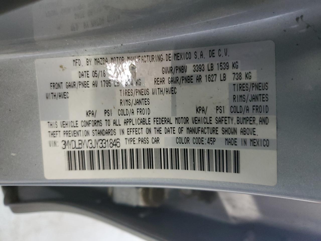 3MYDLBYV3JY331846 2018 Toyota Yaris Ia