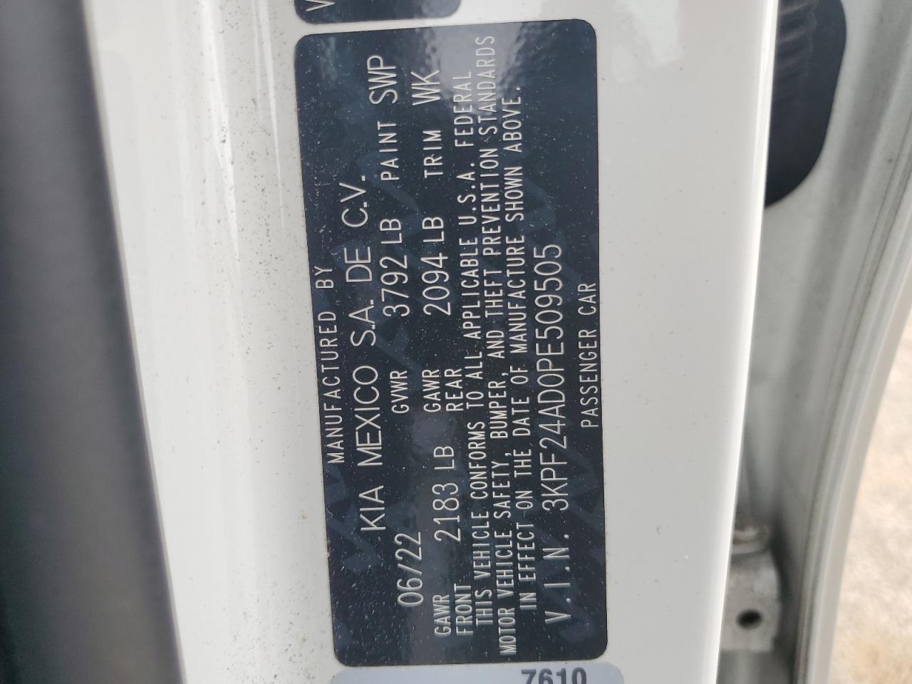 3KPF24AD0PE509505 2023 Kia Forte Lx