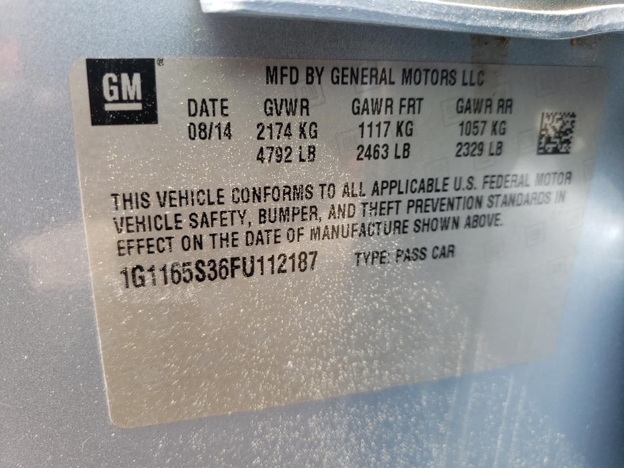 1G1165S36FU112187 2015 Chevrolet Impala Ltz