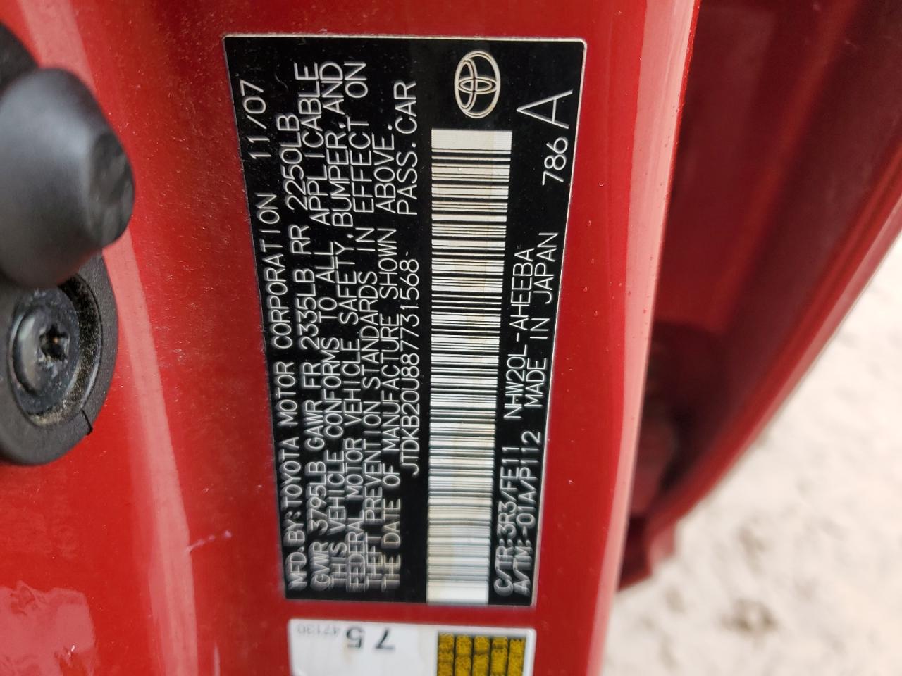 JTDKB20U887731568 2008 Toyota Prius