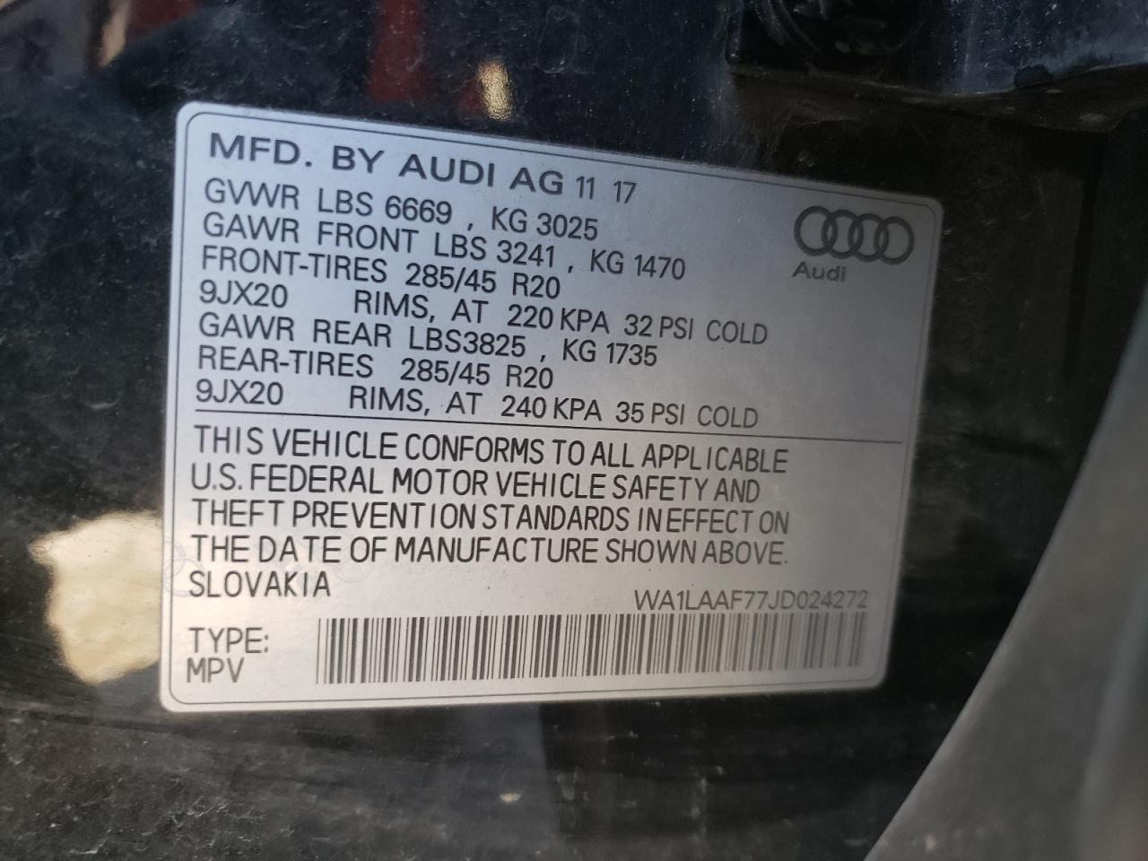 WA1LAAF77JD024272 2018 Audi Q7 Premium Plus