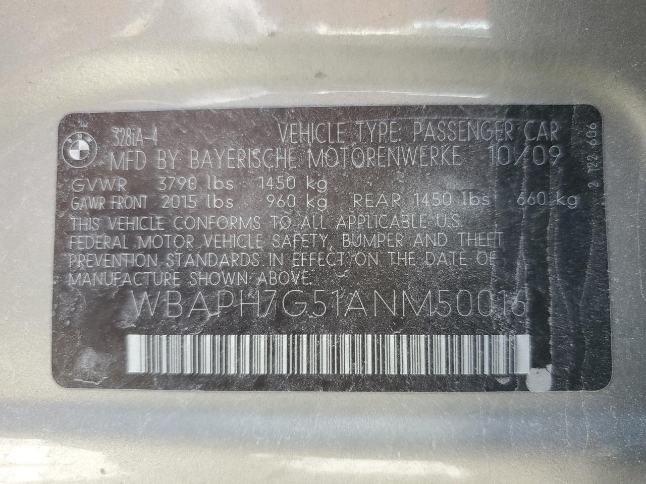 WBAPH7G51ANM50016 2010 BMW 328 I