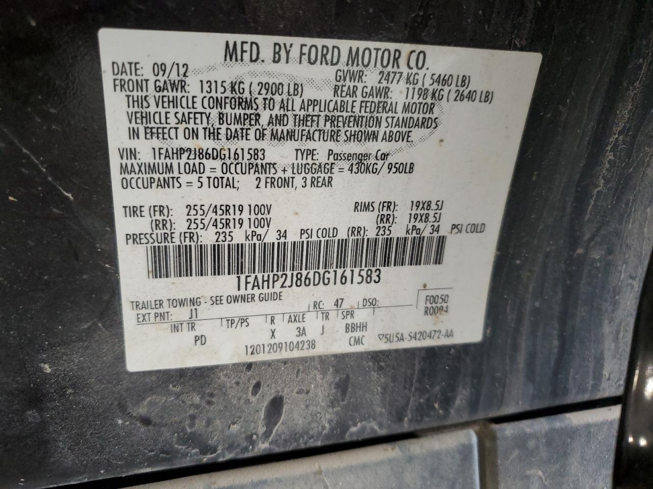 Lot #2503207760 2013 FORD TAURUS LIM