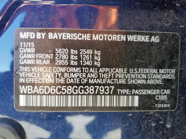 2016 BMW 650XI GRAN - WBA6D6C58GG387937
