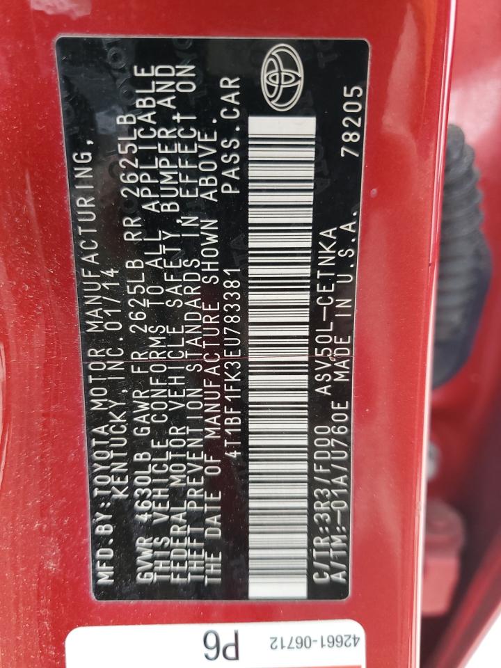 4T1BF1FK3EU783381 2014 Toyota Camry L