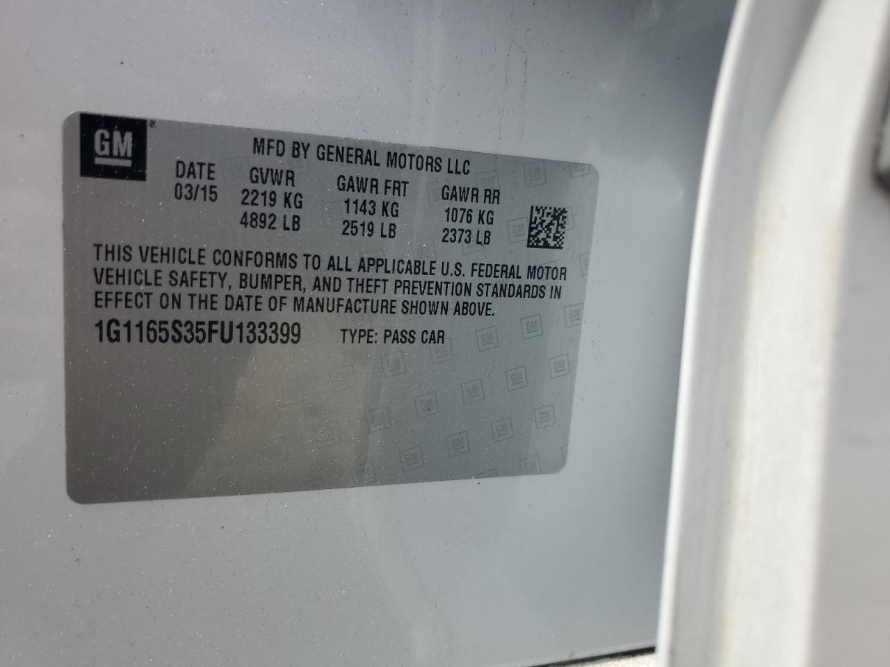 1G1165S35FU133399 2015 Chevrolet Impala Ltz