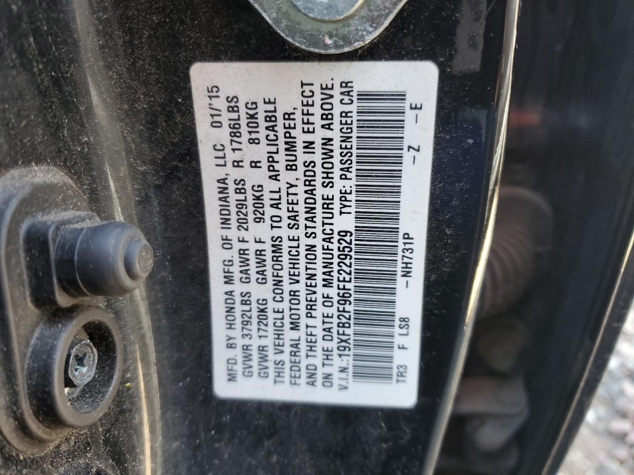 19XFB2F96FE229529 2015 Honda Civic Exl