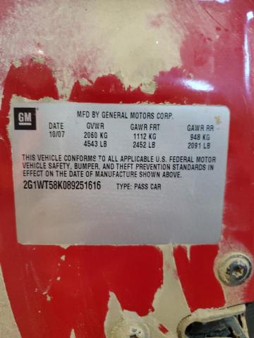 2008 Chevrolet Impala Lt VIN: 2G1WT58K089251616 Lot: 50508784