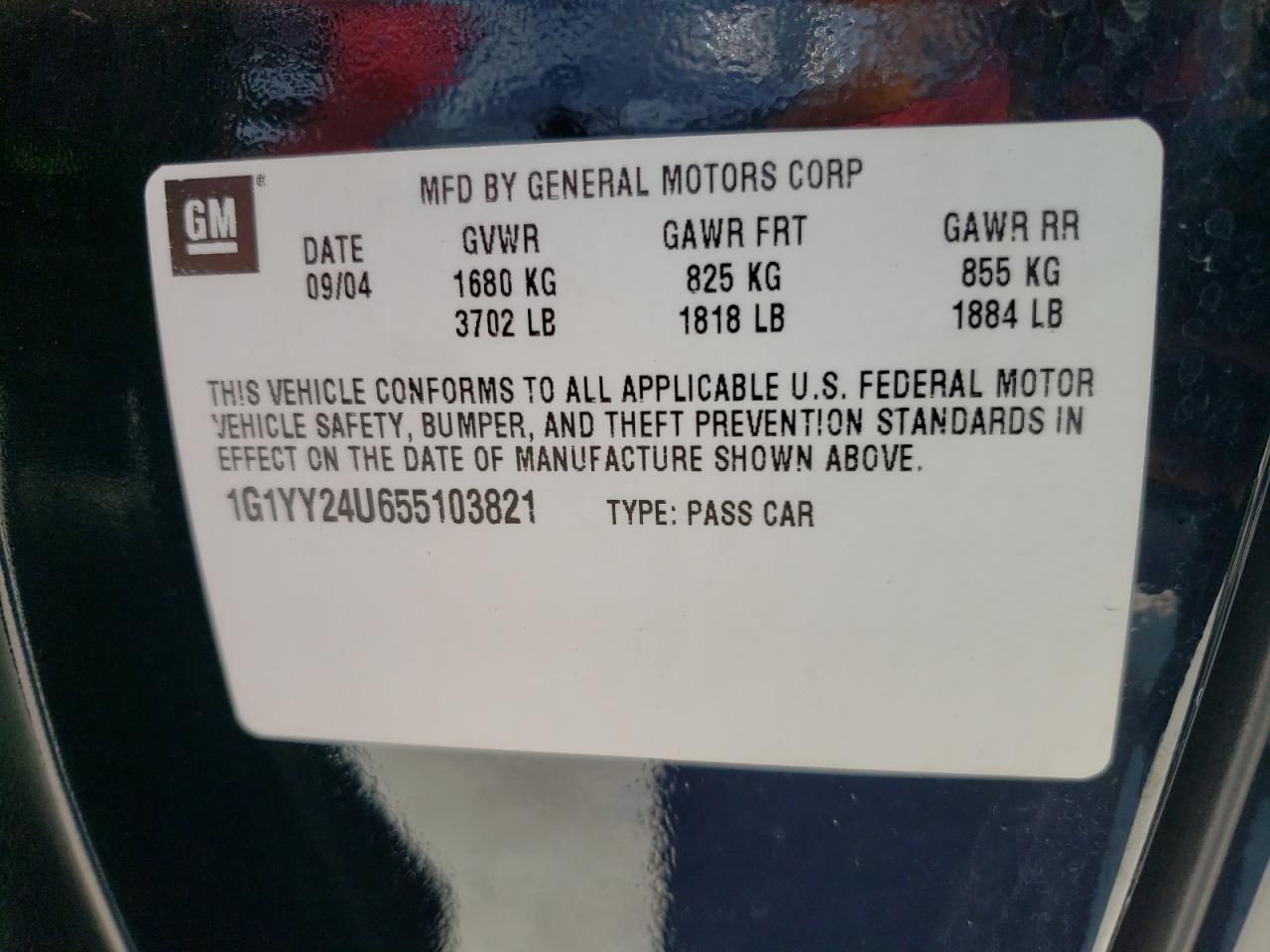 1G1YY24U655103821 2005 Chevrolet Corvette