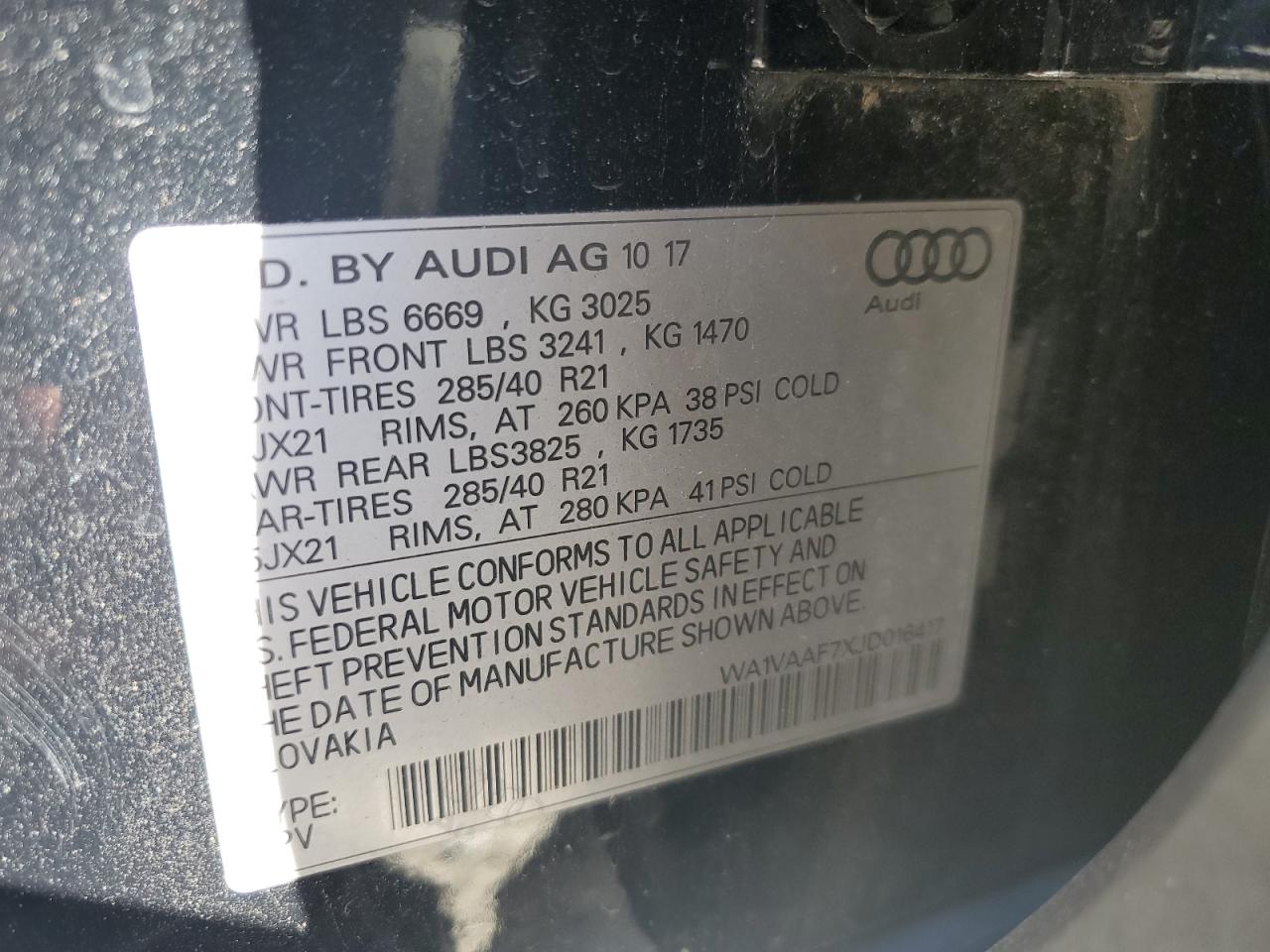 WA1VAAF7XJD016417 2018 Audi Q7 Prestige