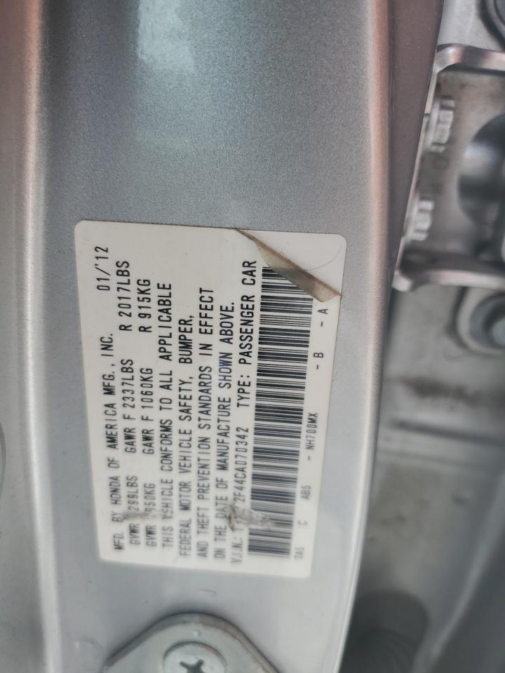 1HGCP2F44CA070342 2012 Honda Accord Lxp