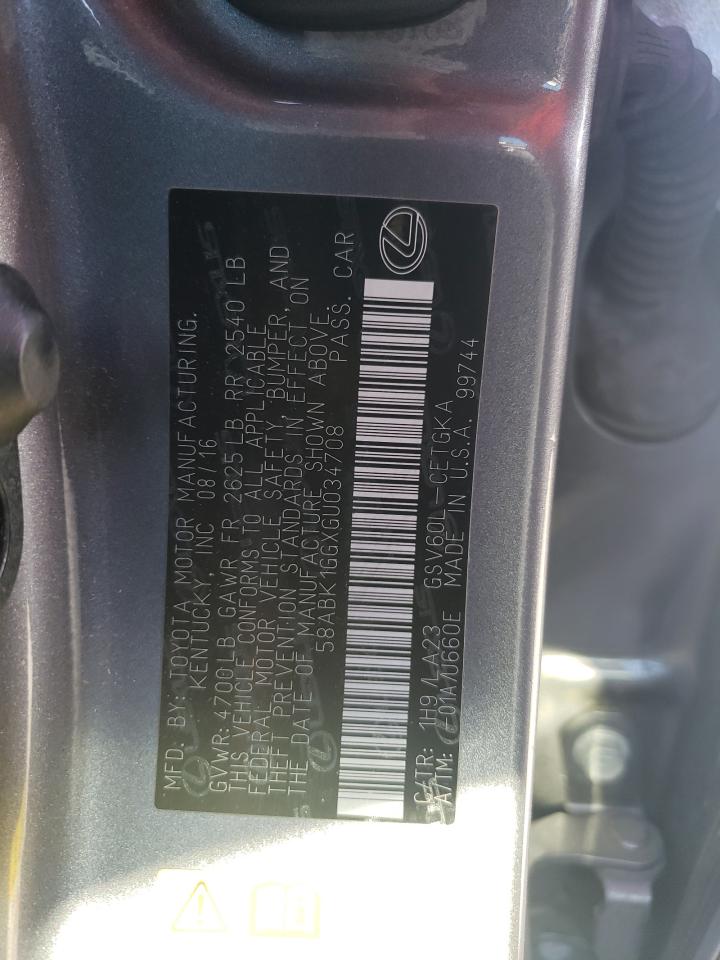 58ABK1GGXGU034708 2016 Lexus Es 350