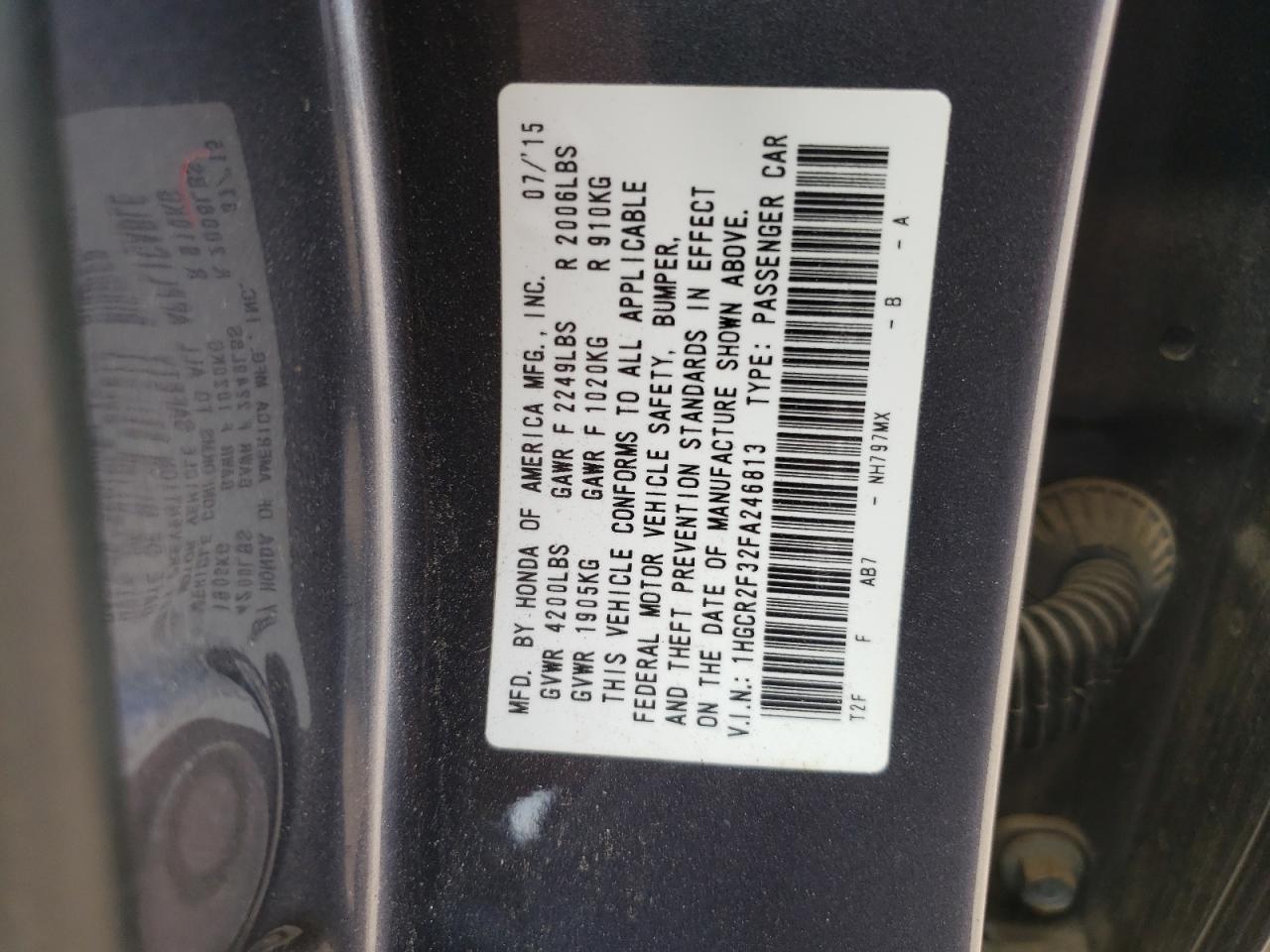 1HGCR2F32FA246813 2015 Honda Accord Lx