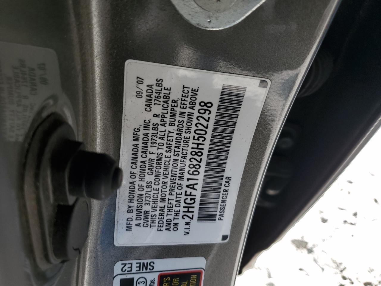 2HGFA16828H502298 2008 Honda Civic Ex