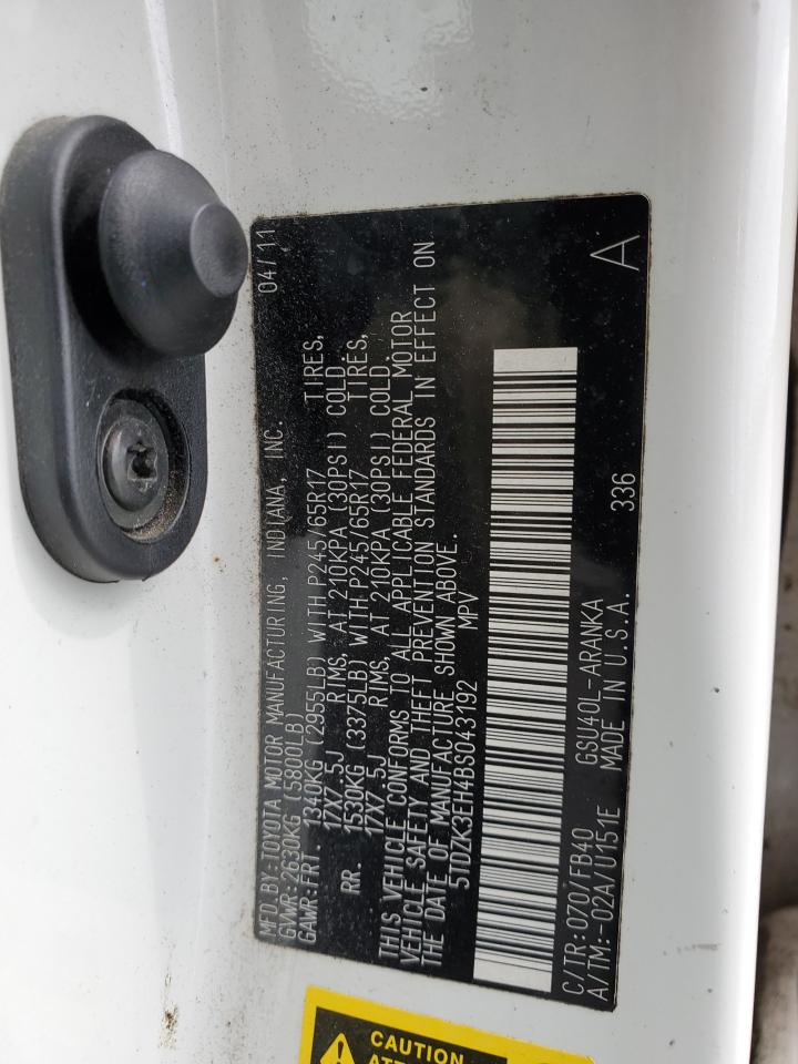 5TDZK3EH4BS043192 2011 Toyota Highlander Base