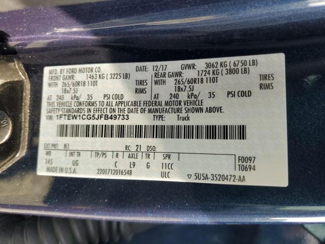 2018 FORD F-150 1FTEW1CG5JFB49733