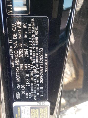 2020 Kia Forte Fe VIN: 3KPF24AD1LE209353 Lot: 51092554