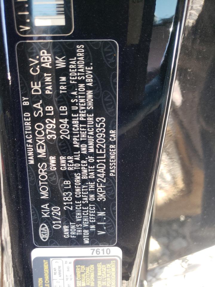 3KPF24AD1LE209353 2020 Kia Forte Fe