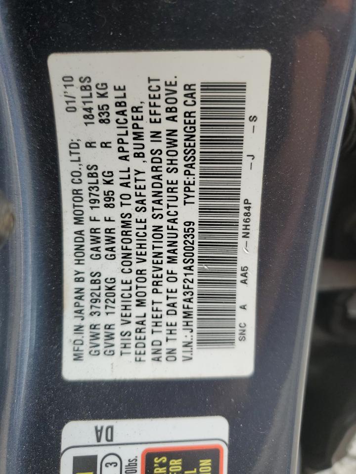 JHMFA3F21AS002359 2010 Honda Civic Hybrid