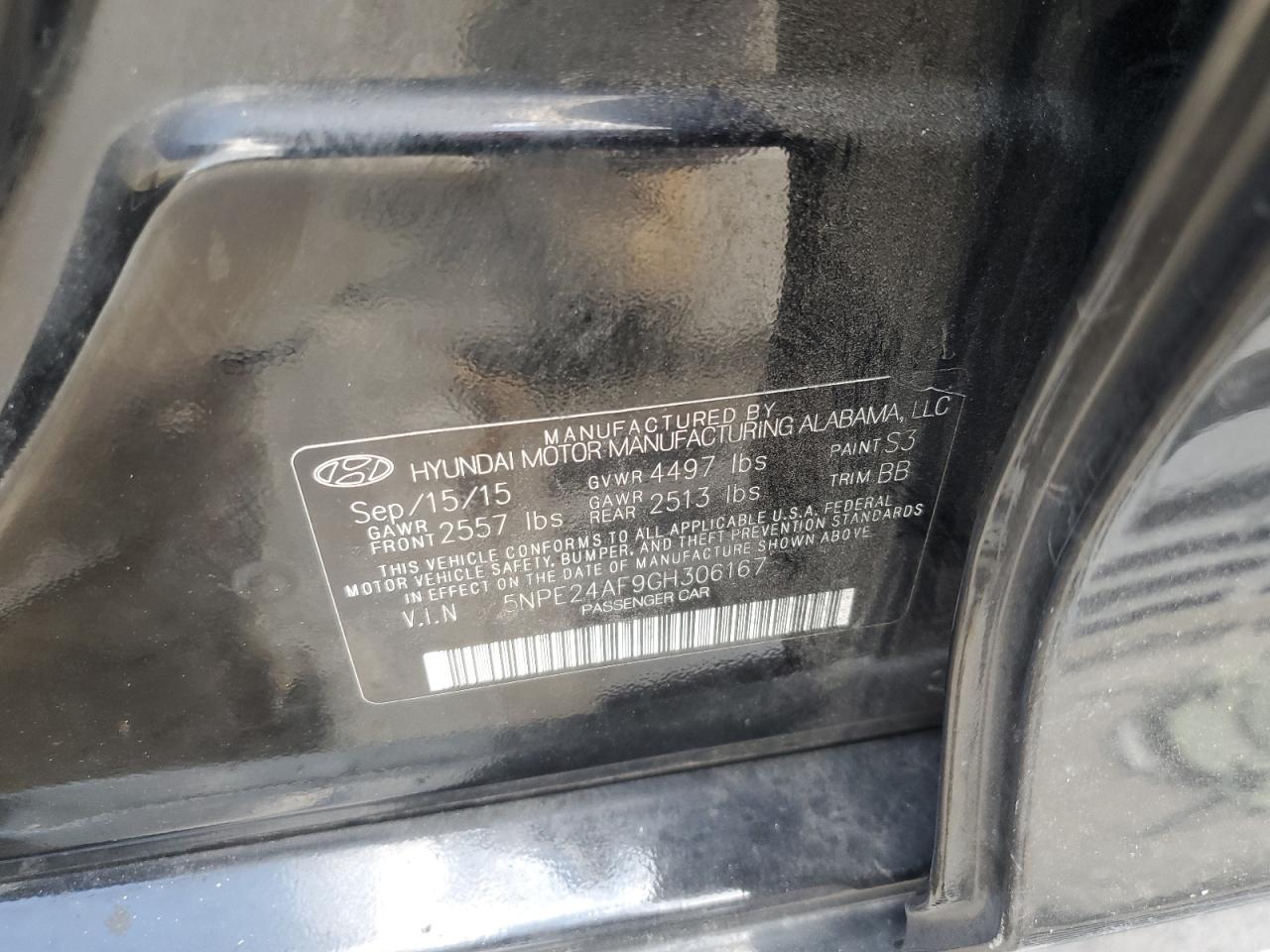 5NPE24AF9GH306167 2016 Hyundai Sonata Se