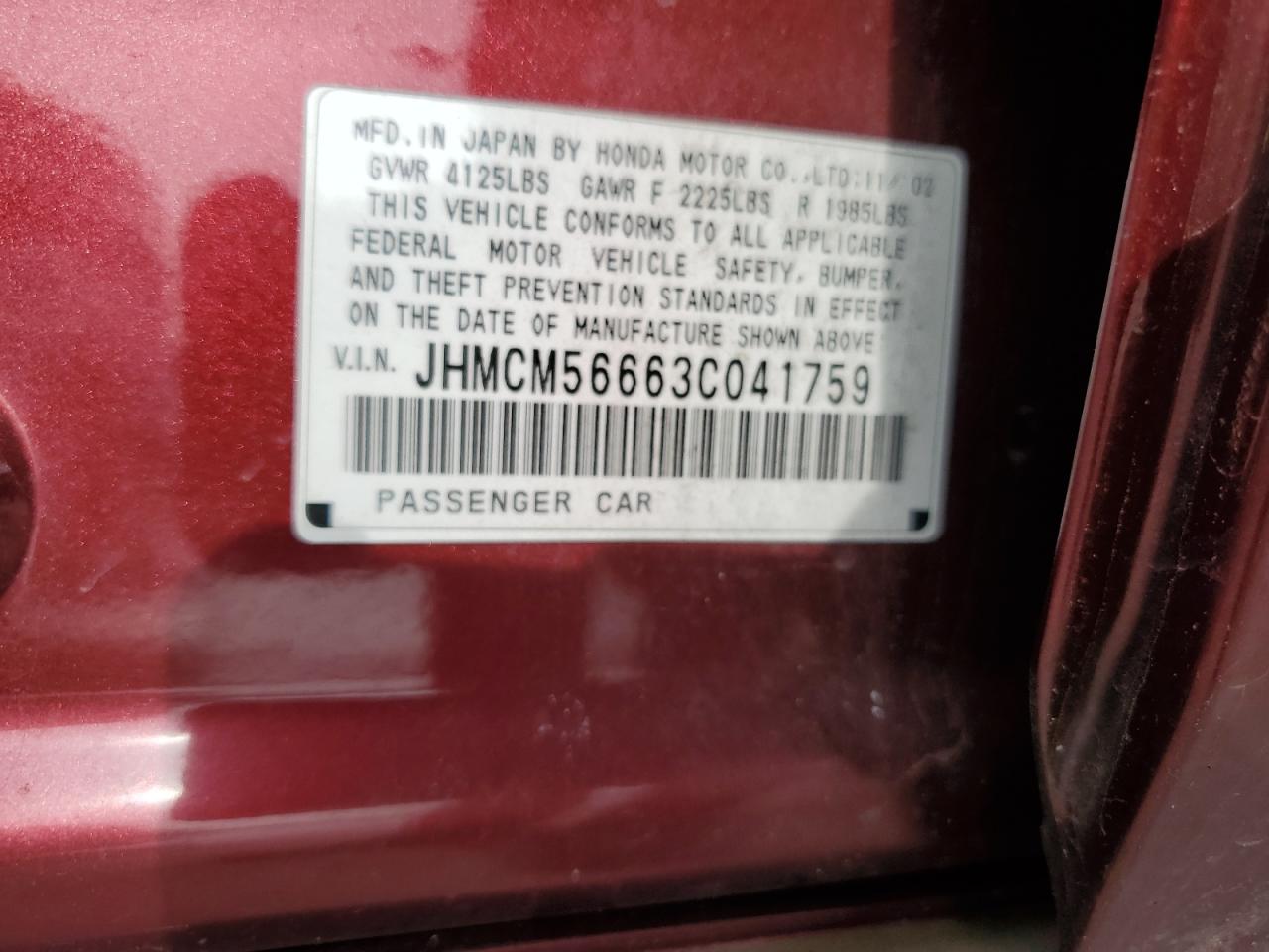 JHMCM56663C041759 2003 Honda Accord Ex