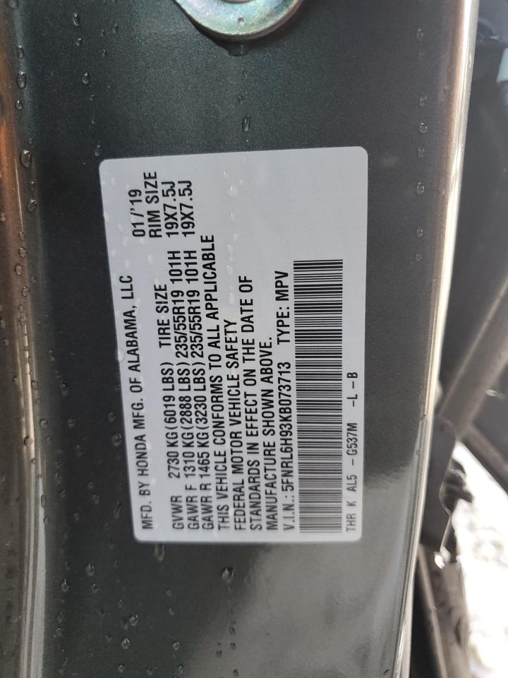 5FNRL6H93KB073713 2019 Honda Odyssey Elite