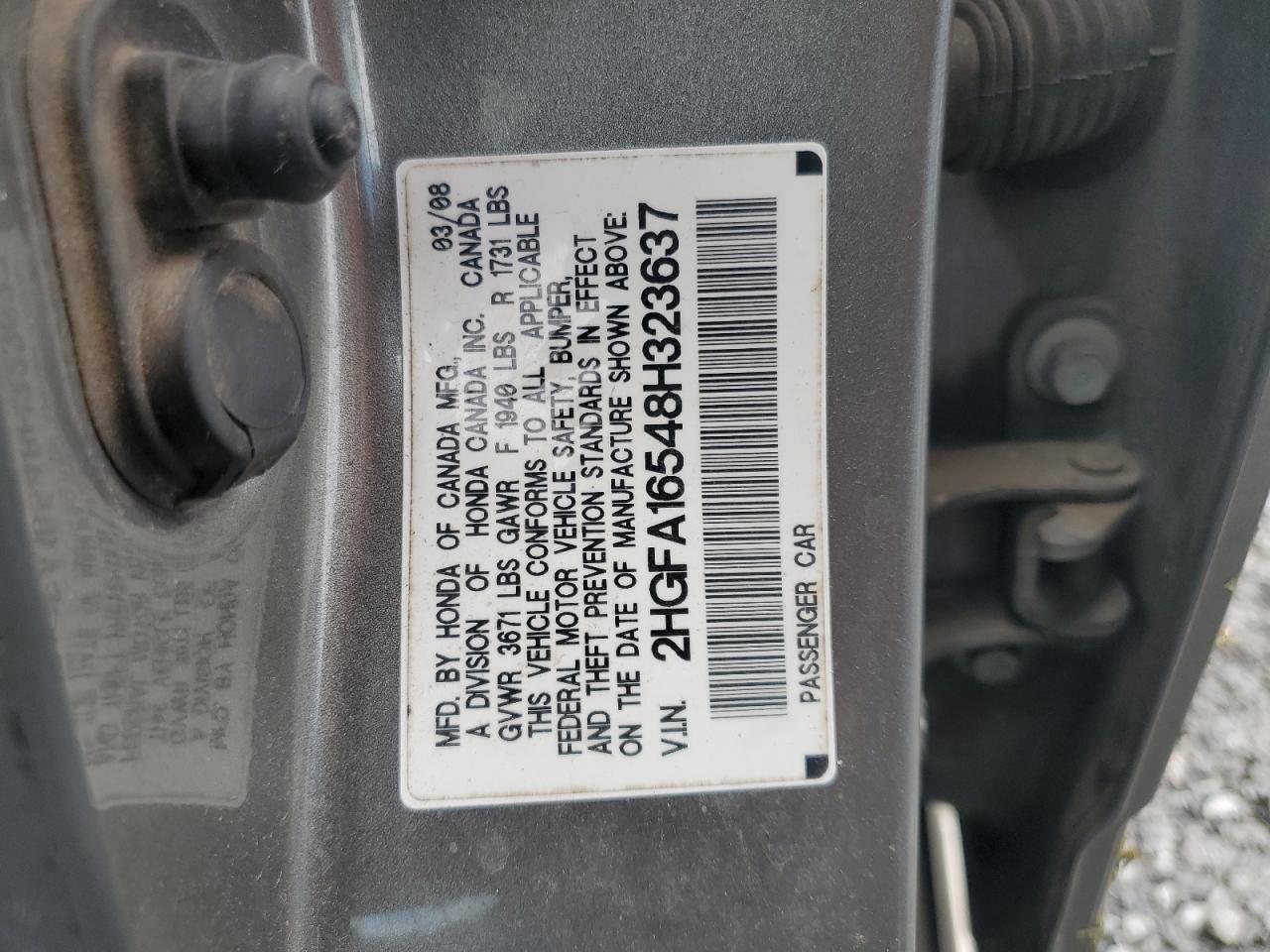 2HGFA16548H323637 2008 Honda Civic Lx