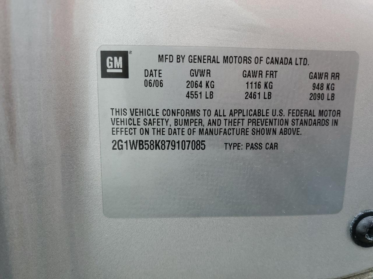 2G1WB58K879107085 2007 Chevrolet Impala Ls