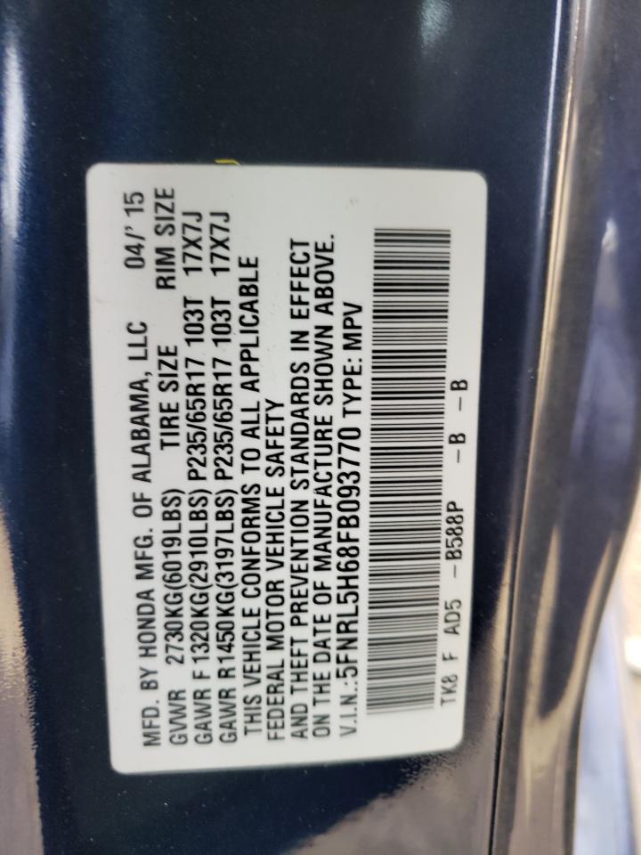 5FNRL5H68FB093770 2015 Honda Odyssey Exl