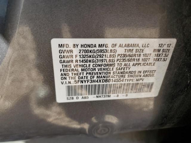 VIN 5FNYF3H4XDB014554 2013 Honda Pilot, EX no.12