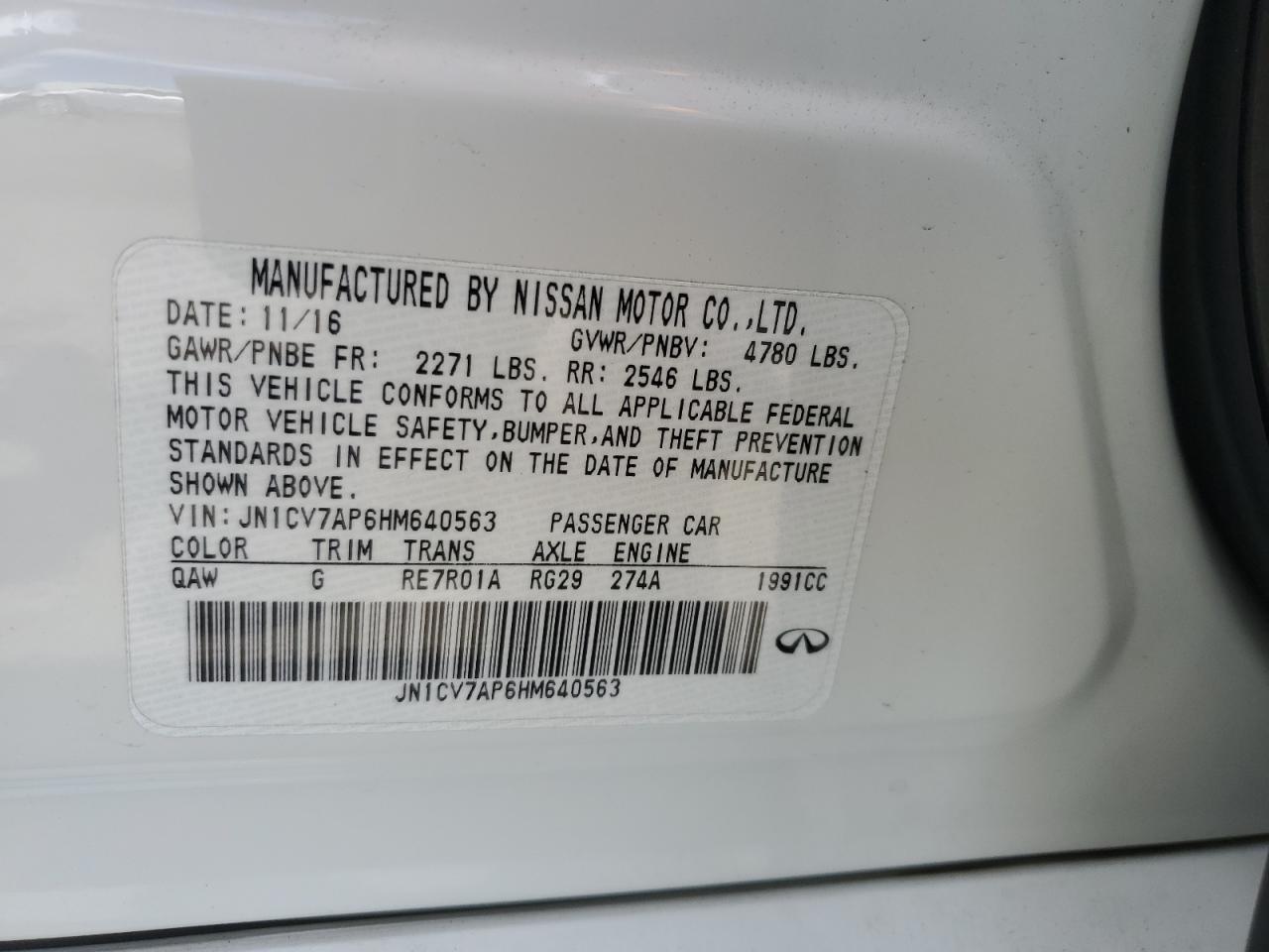 JN1CV7AP6HM640563 2017 Infiniti Q50 Base