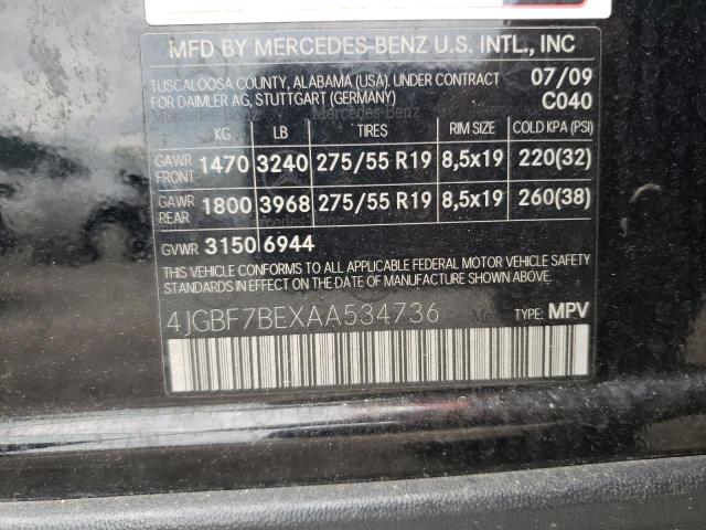 Lot #2475796088 2010 MERCEDES-BENZ GL 450 4MA salvage car