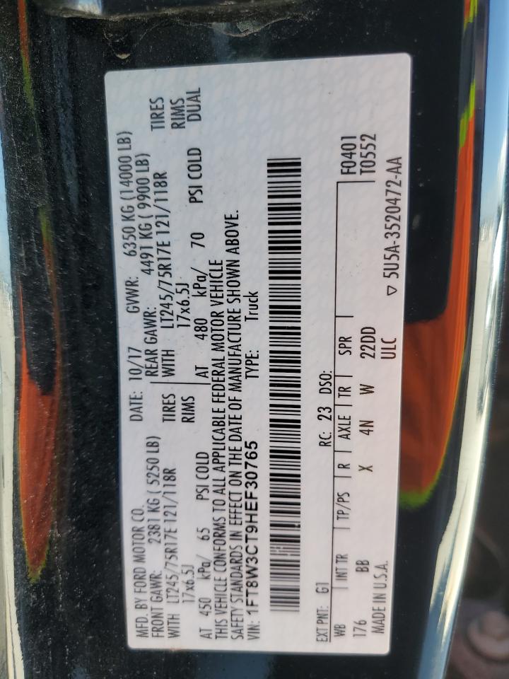 1FT8W3CT9HEF30765 2017 Ford F350 Super Duty