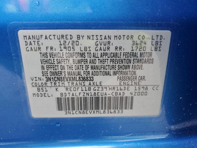 2021 Nissan Versa Sv VIN: 3N1CN8EVXML836833 Lot: 39243573