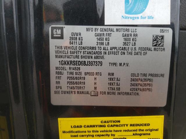2011 GMC Acadia Slt-2 VIN: 1GKKRSED6BJ397379 Lot: 50362244