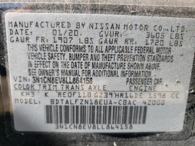 2020 Nissan Versa Sv VIN: 3N1CN8EV8LL864158 Lot: 51411224