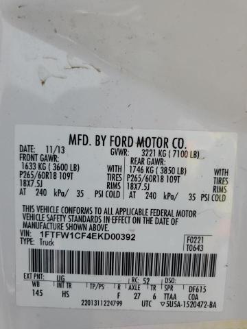 2014 Ford F150 Supercrew VIN: 1FTFW1CF4EKD00392 Lot: 52028074