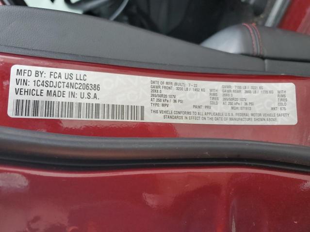 2022 DODGE DURANGO R/ - 1C4SDJCT4NC206386