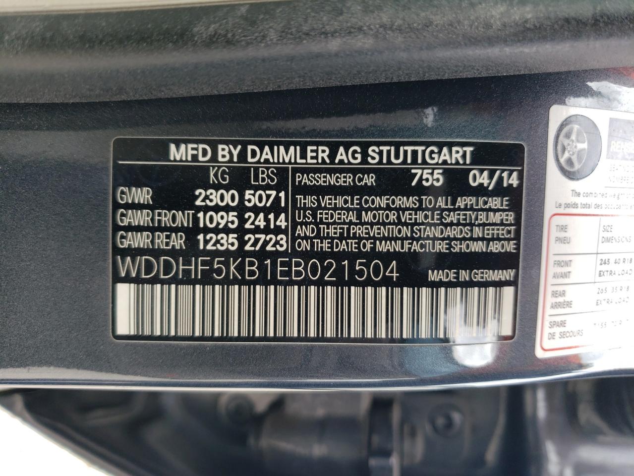 WDDHF5KB1EB021504 2014 Mercedes-Benz E 350