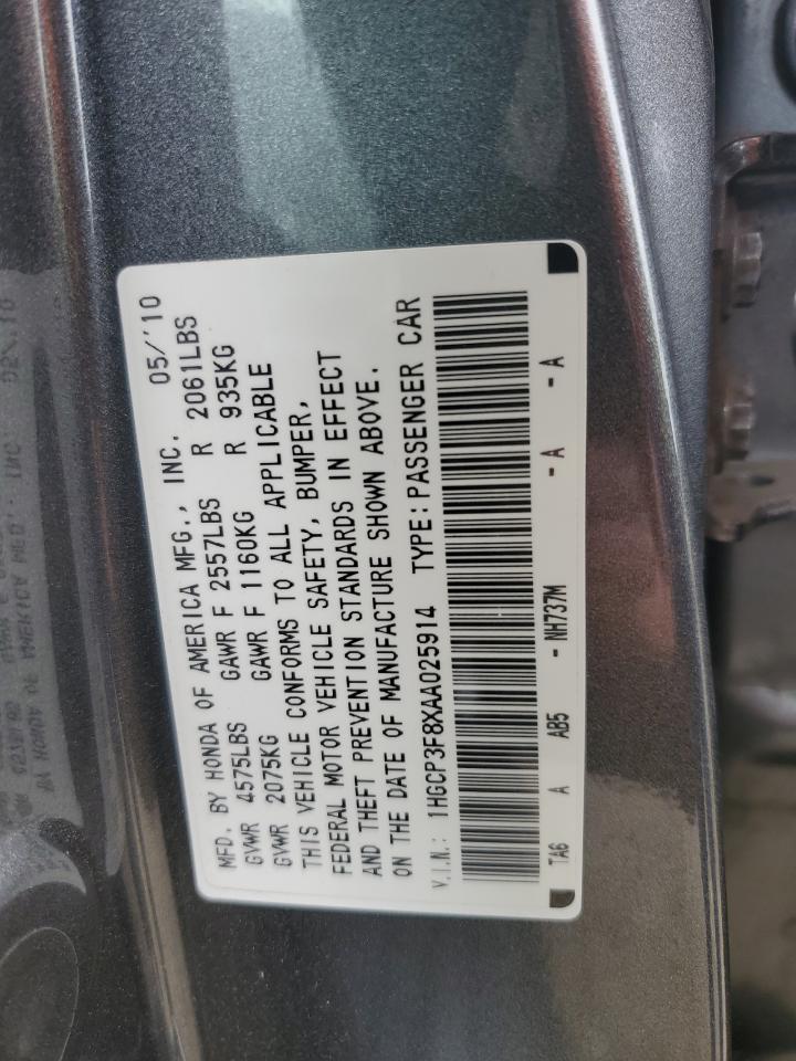 1HGCP3F8XAA025914 2010 Honda Accord Exl